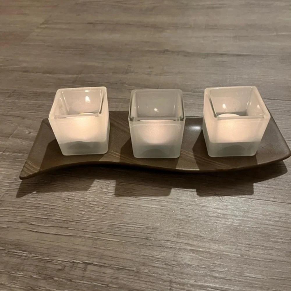 Partylite 3 Tea Light Holder Contemporary Zen - Picture 15 of 15